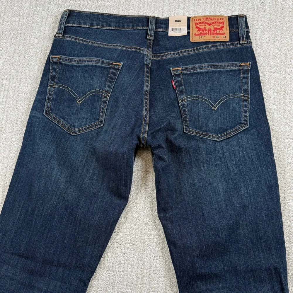 NEW Levi's 511 Mens 30x34 Slim Fit Stretch Dark Denim Blue Jeans